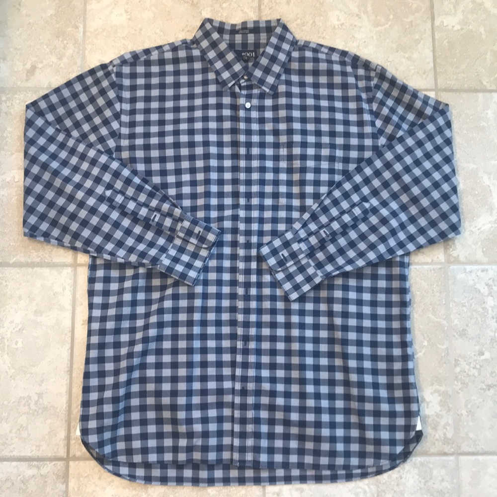 1901 Blue/White Checkered Button Down Shirt